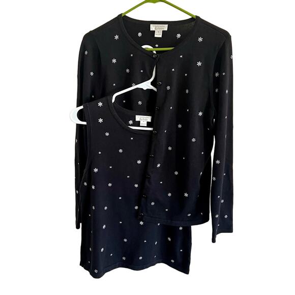 SET of black knit snowflake cardigan sweater and tank top from Christopher&Banks - Picture 2 of 8